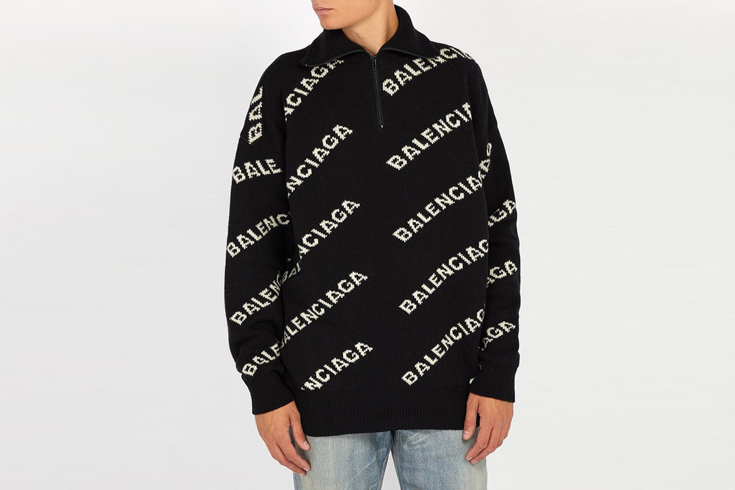 Intarsia-logo Half Zip Sweater
