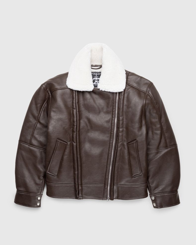 Hook and Eye Shearling Jacket Dark Brown/Off White