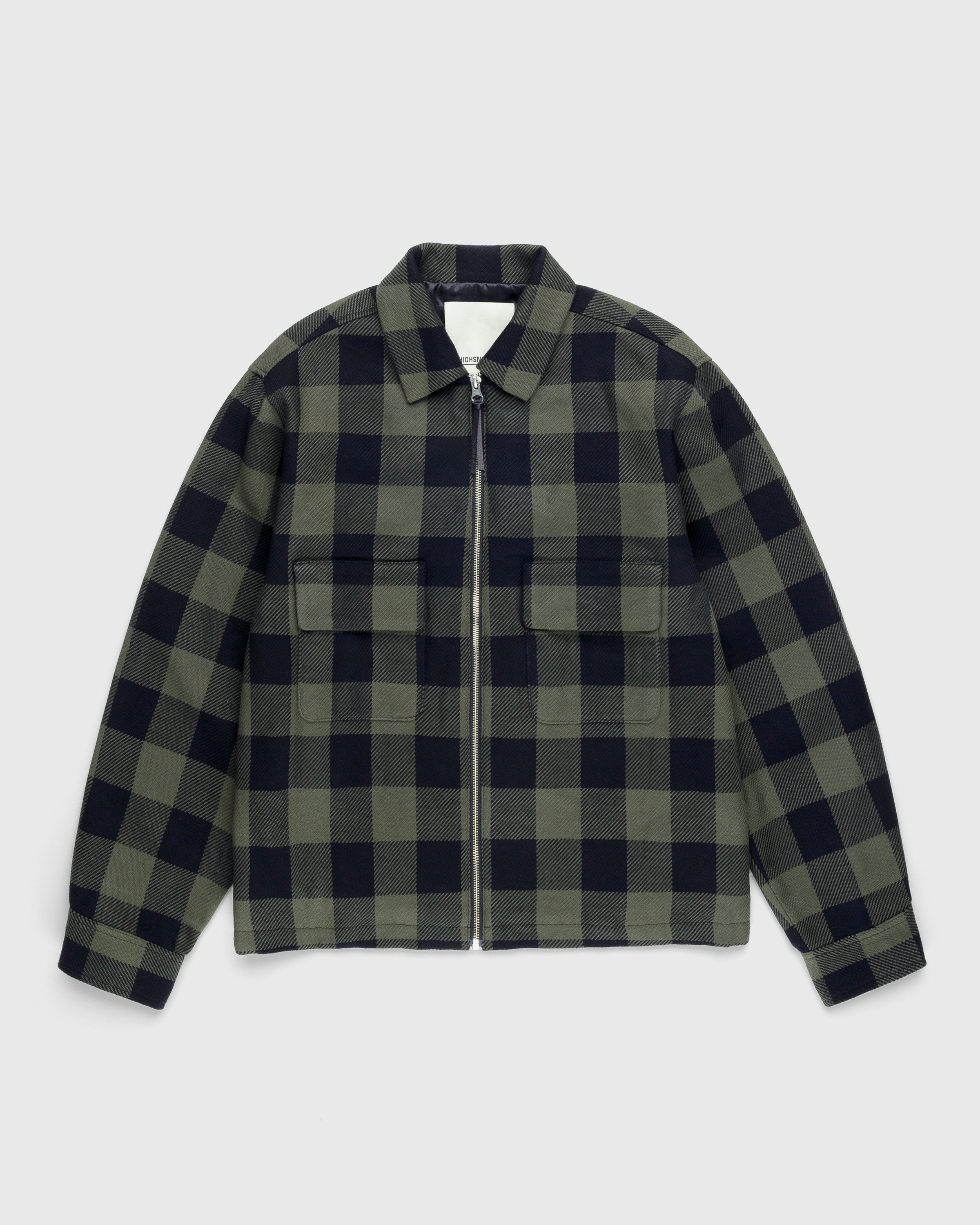 Highsnobiety – Buffalo Check Zip Shirt Olive - Overshirt - Green - Image 1