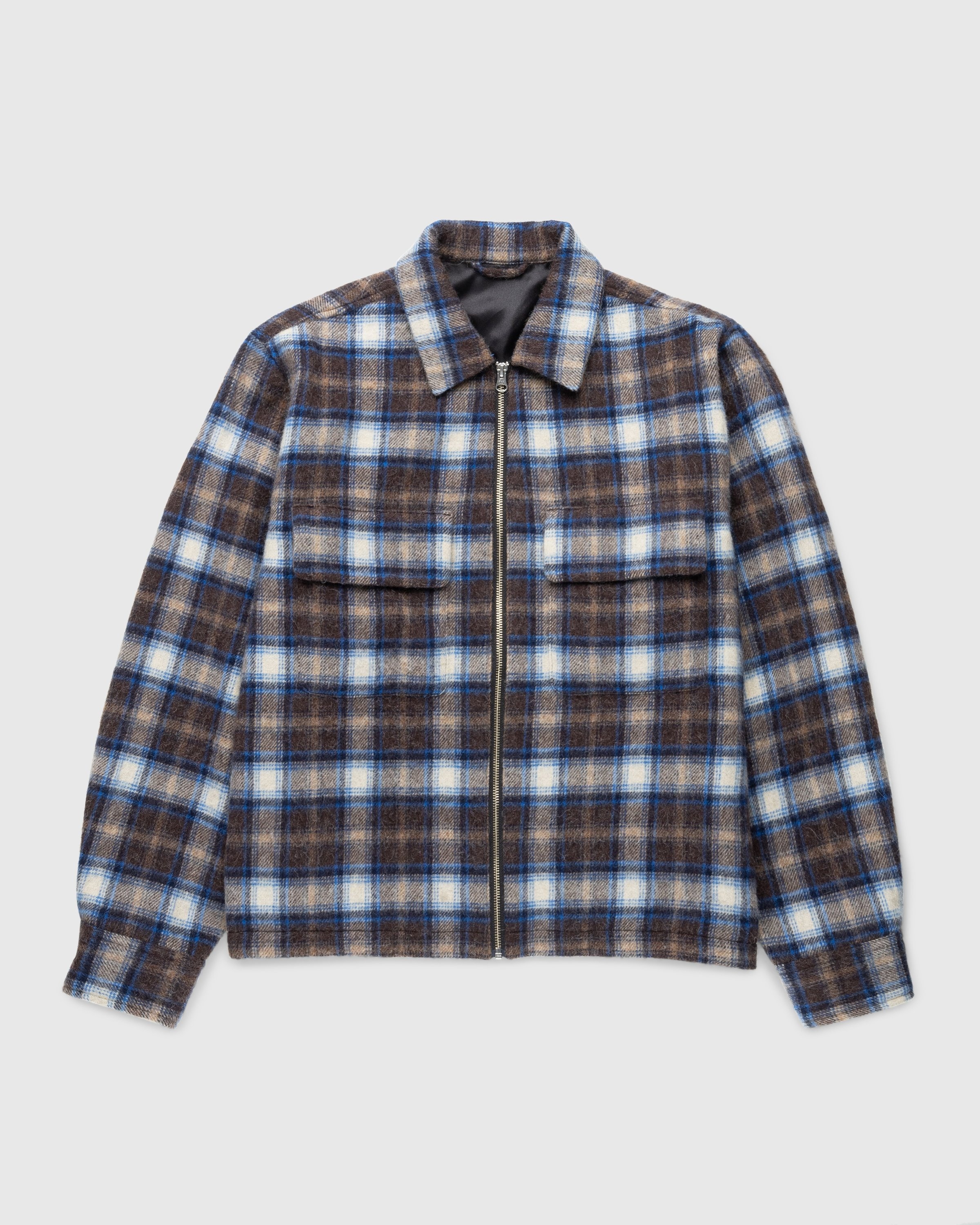 Highsnobiety – Neu York Shaggy Wool Plaid Zip Shirt Brown - Shirts - Brown - Image 2