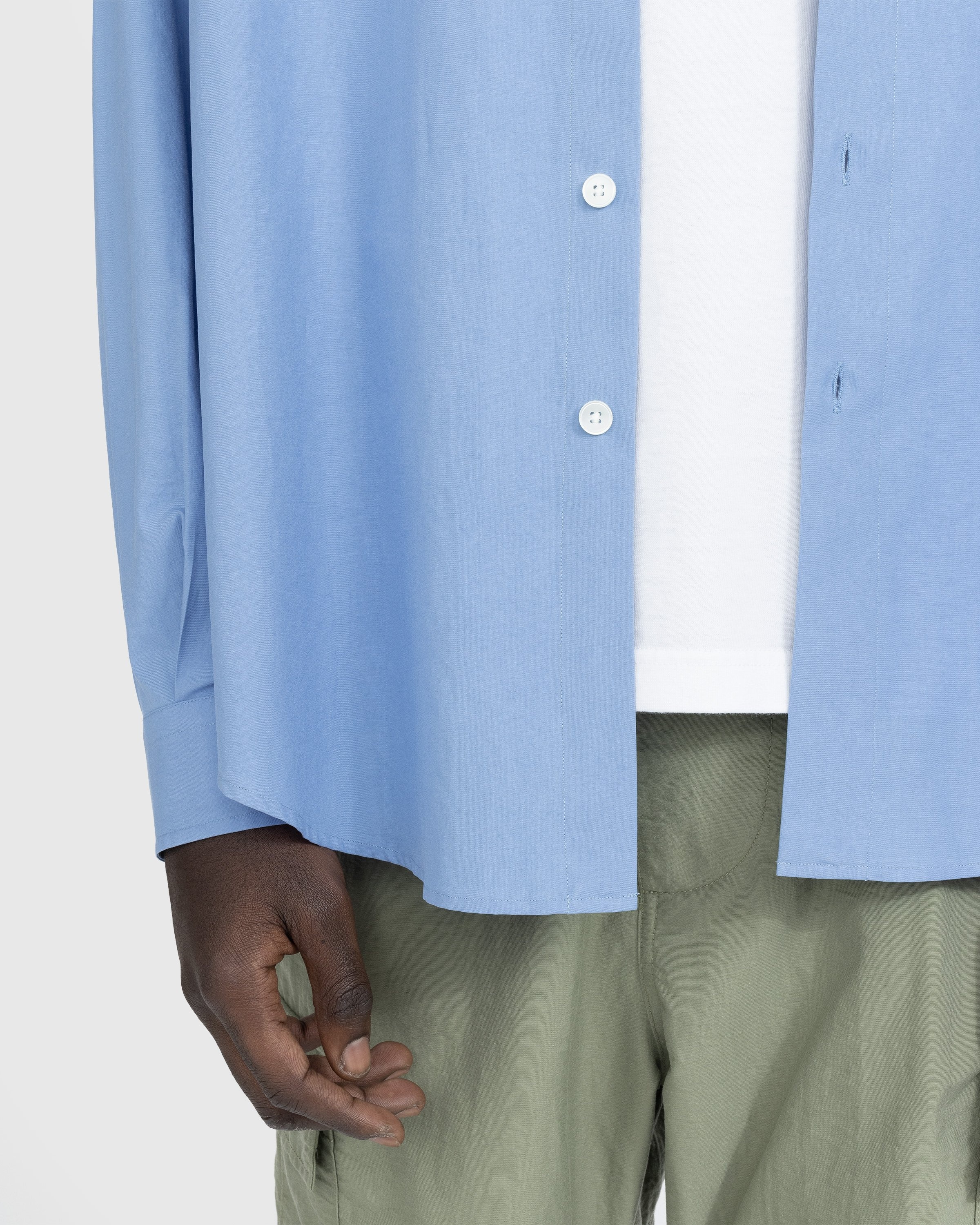 Auralee – Washed Finks Twill Big Shirt Blue - Shirts - Blue - Image 4