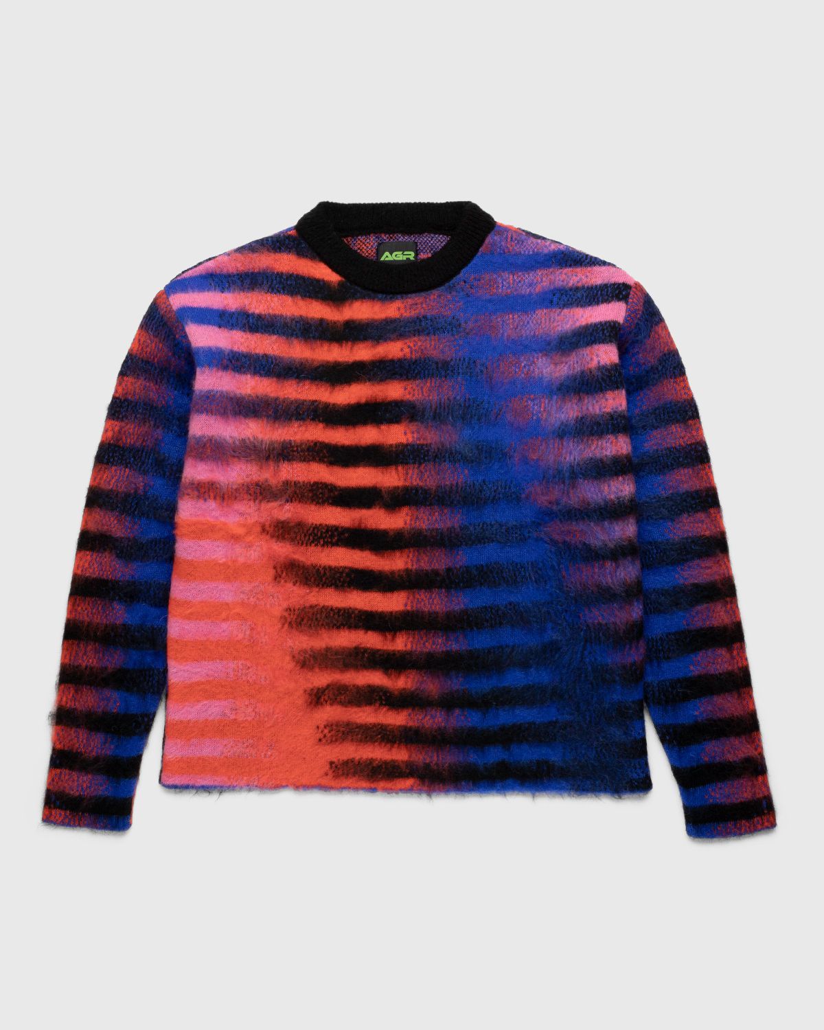 AGR – Striped Mohair Crewneck Sweater Red/Blue - Crewnecks - Multi - Image 1