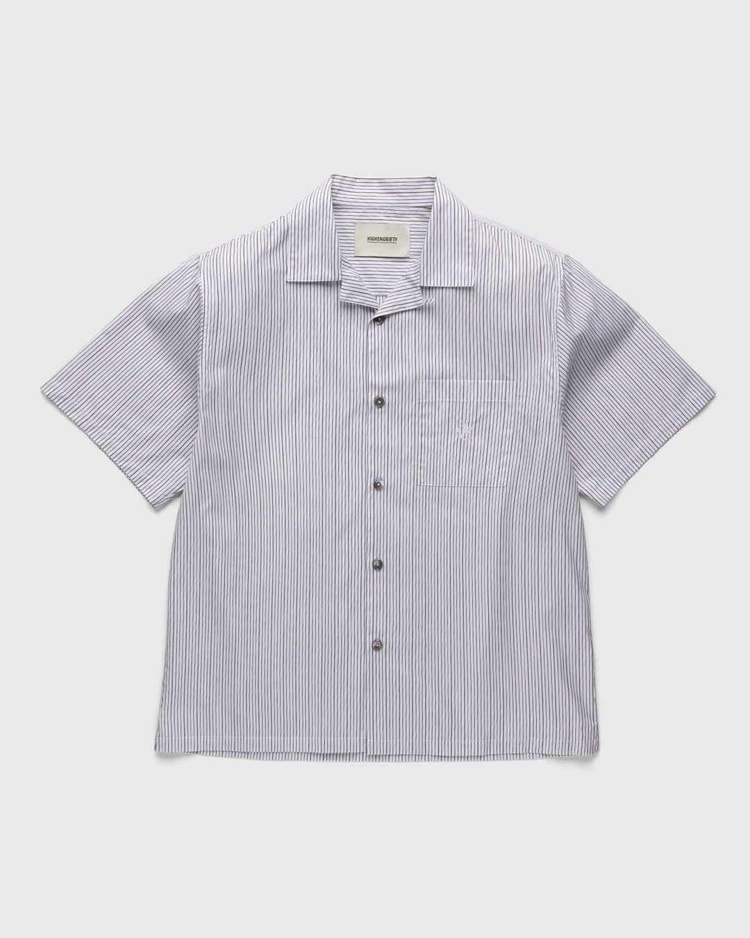 Highsnobiety – Striped Poplin Short-Sleeve Shirt White/Black - Shirts - White - Image 1
