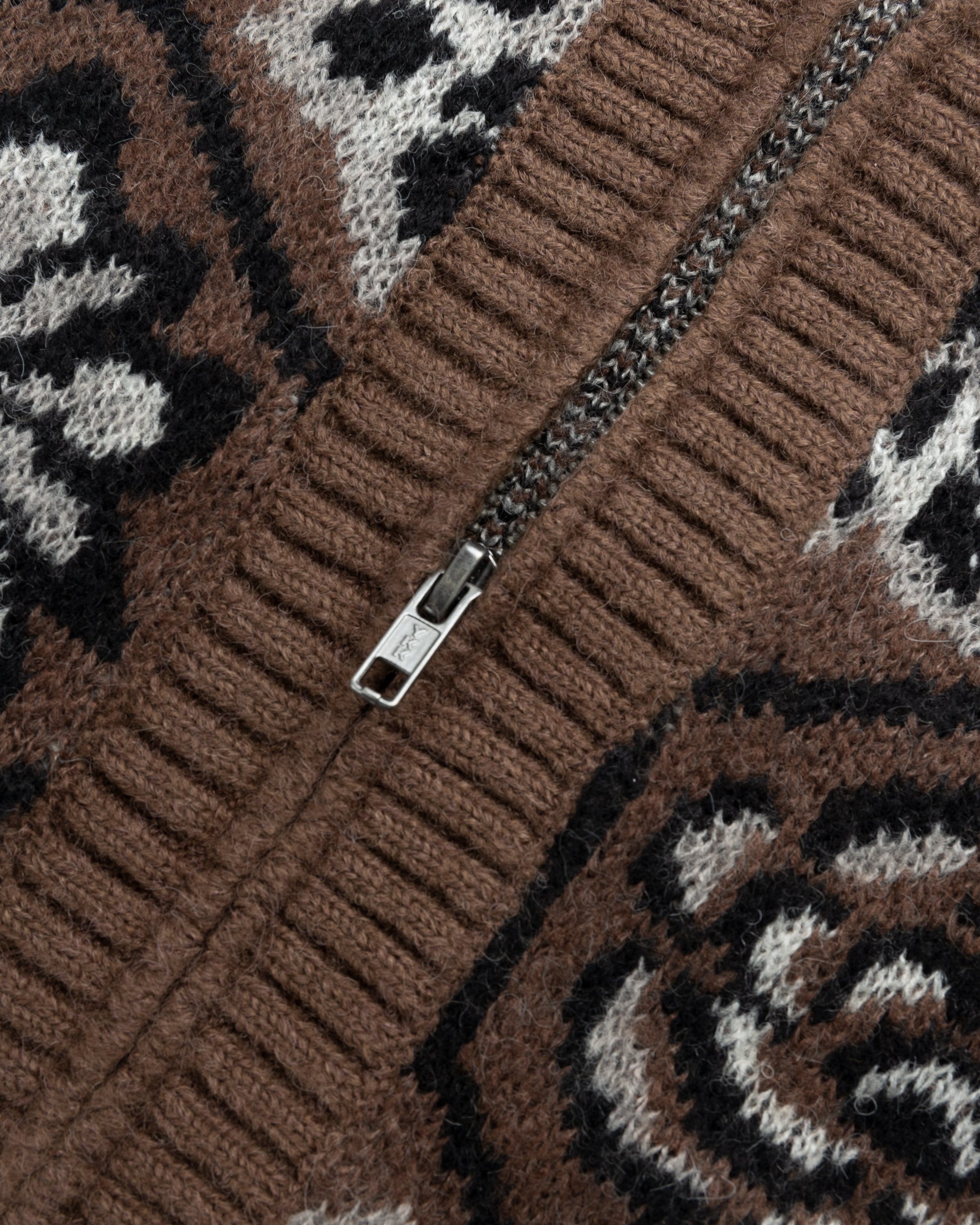 Patta – Wall Flower Knitted Zip Cardigan Chestnut/Dark Gull Grey - Knitwear - Brown - Image 6