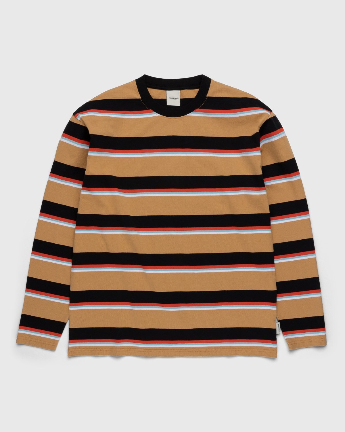 Highsnobiety – Stripe Longsleeve Jersey Sand Stone - Longsleeves - Brown - Image 1