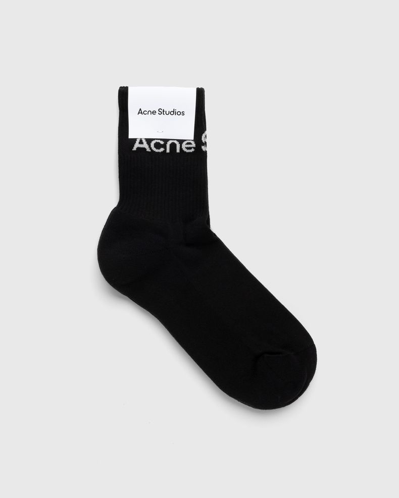 Acne Studios – Ribbed Logo Socks Black