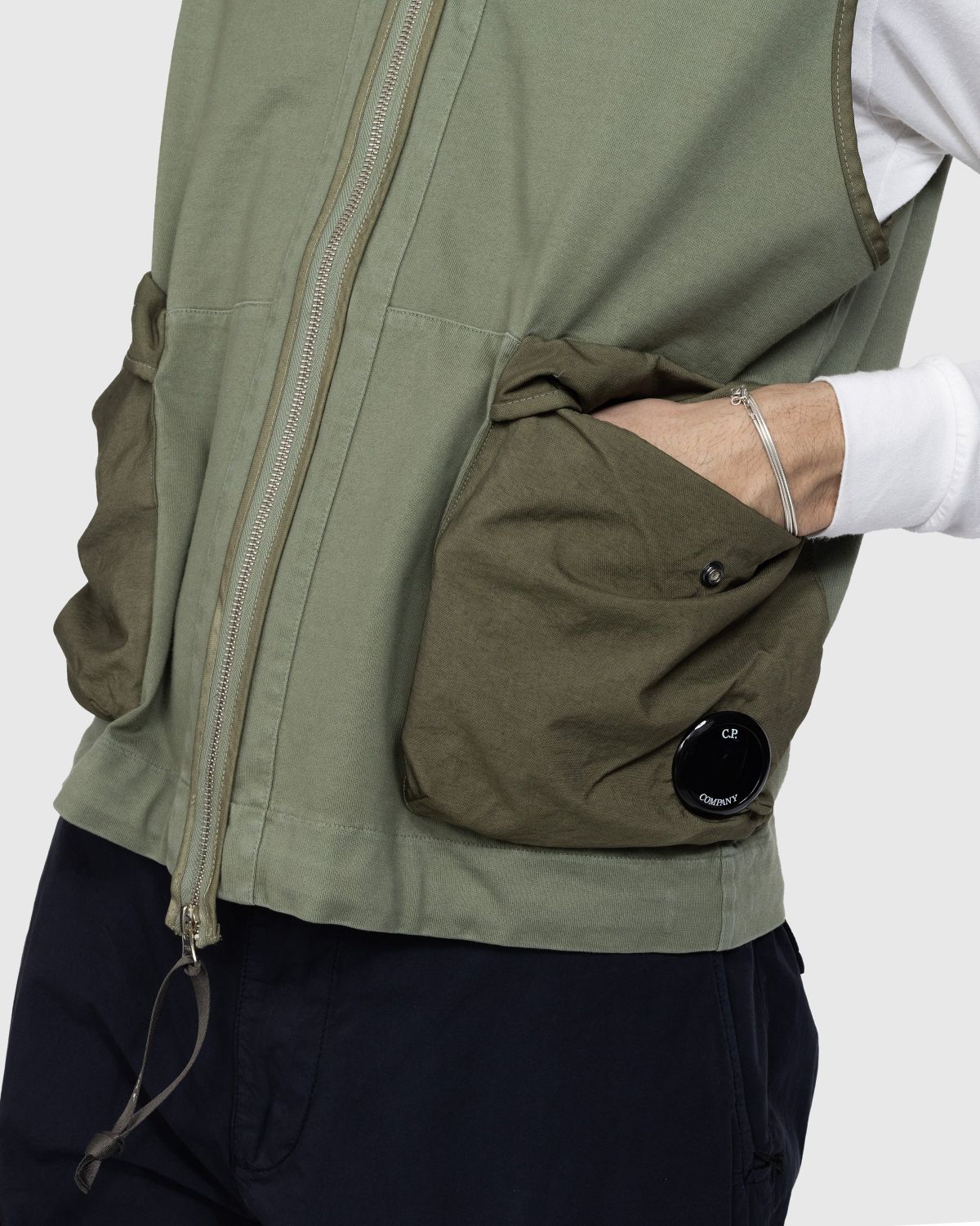 C.P. Company – Mercerized Heavy Jersey Mixed Zipped Vest Green - Outerwear - Green - Image 4