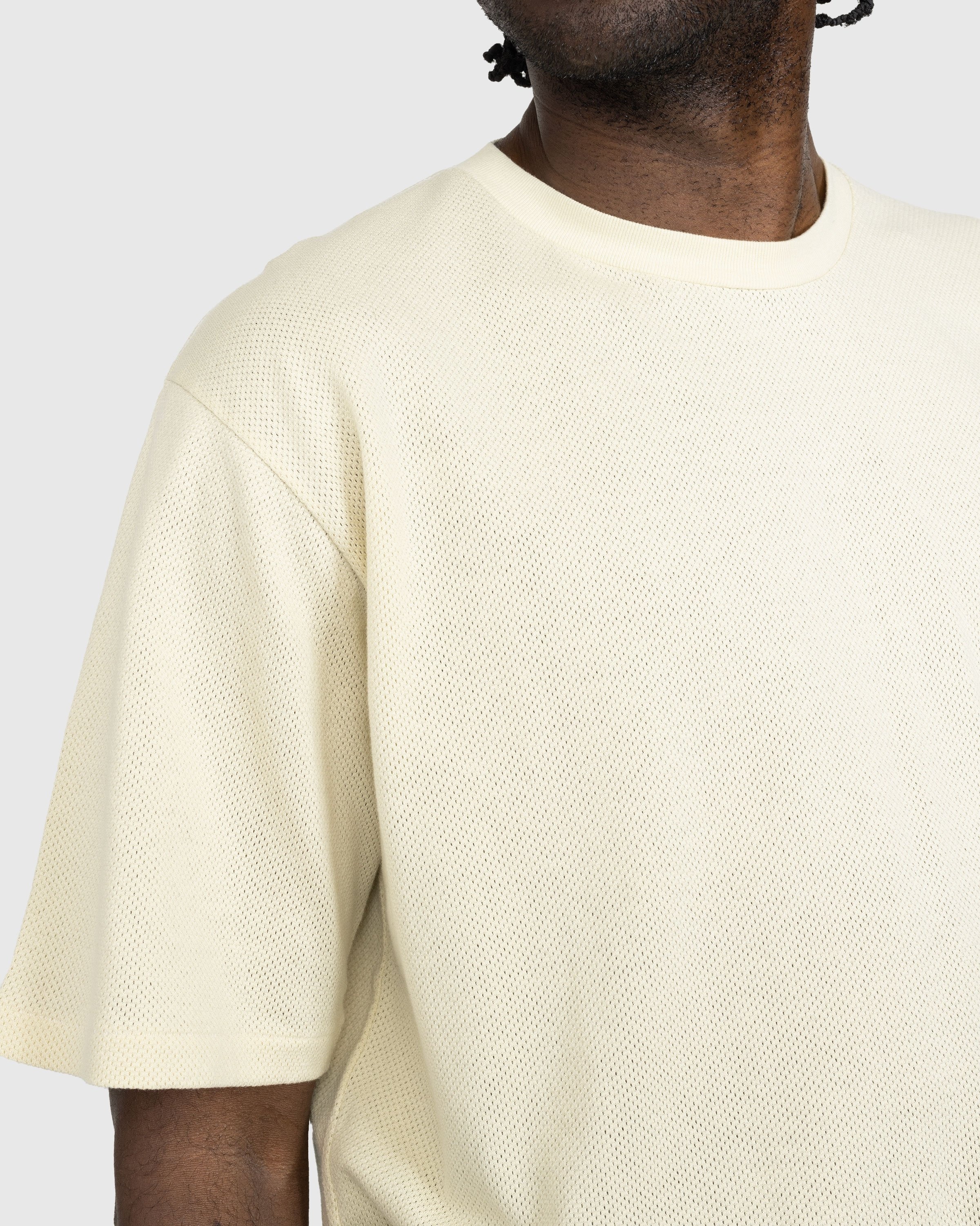 Auralee – Cotton Mesh Dyed Tee Ivory - Tops - Beige - Image 4