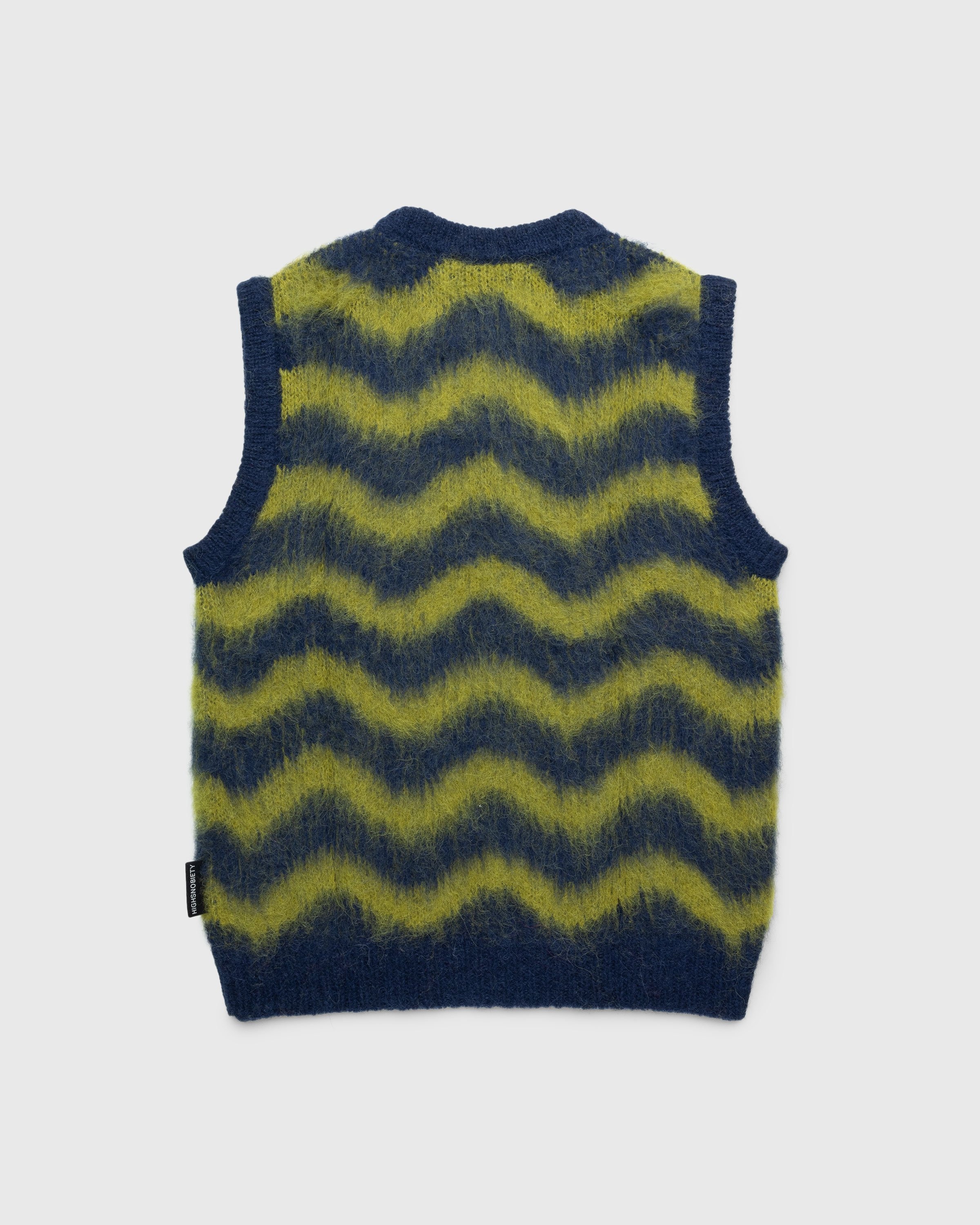 Highsnobiety HS05 – Alpaca Fuzzy Wave Sweater Vest Navy/Olive green - Knitwear - Multi - Image 2