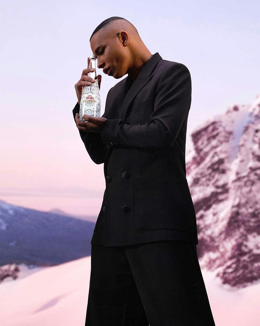 Balmain & Evian's Collab on Water Bottles, Plastic Couture Dress