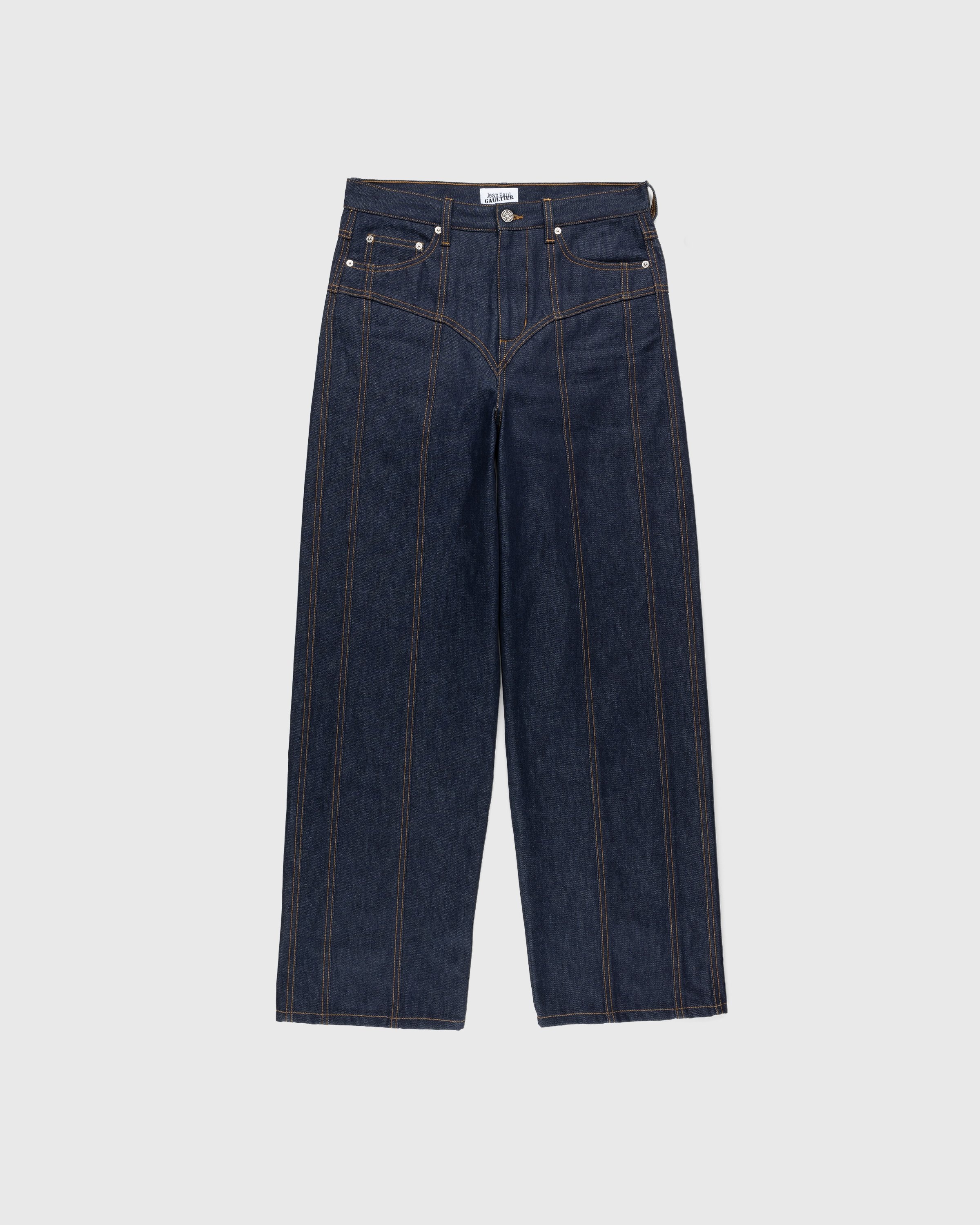 Jean Paul Gaultier – Raw Low-Rise Jeans Indigo - Pants - Blue - Image 1