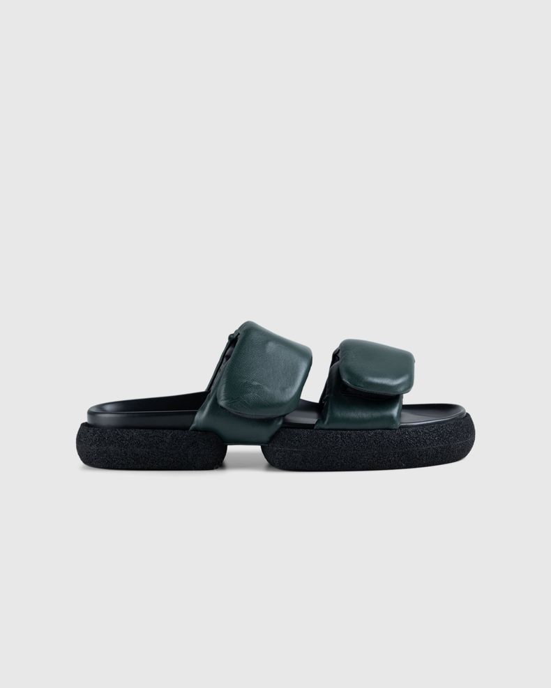 Leather Platform Sandals Green