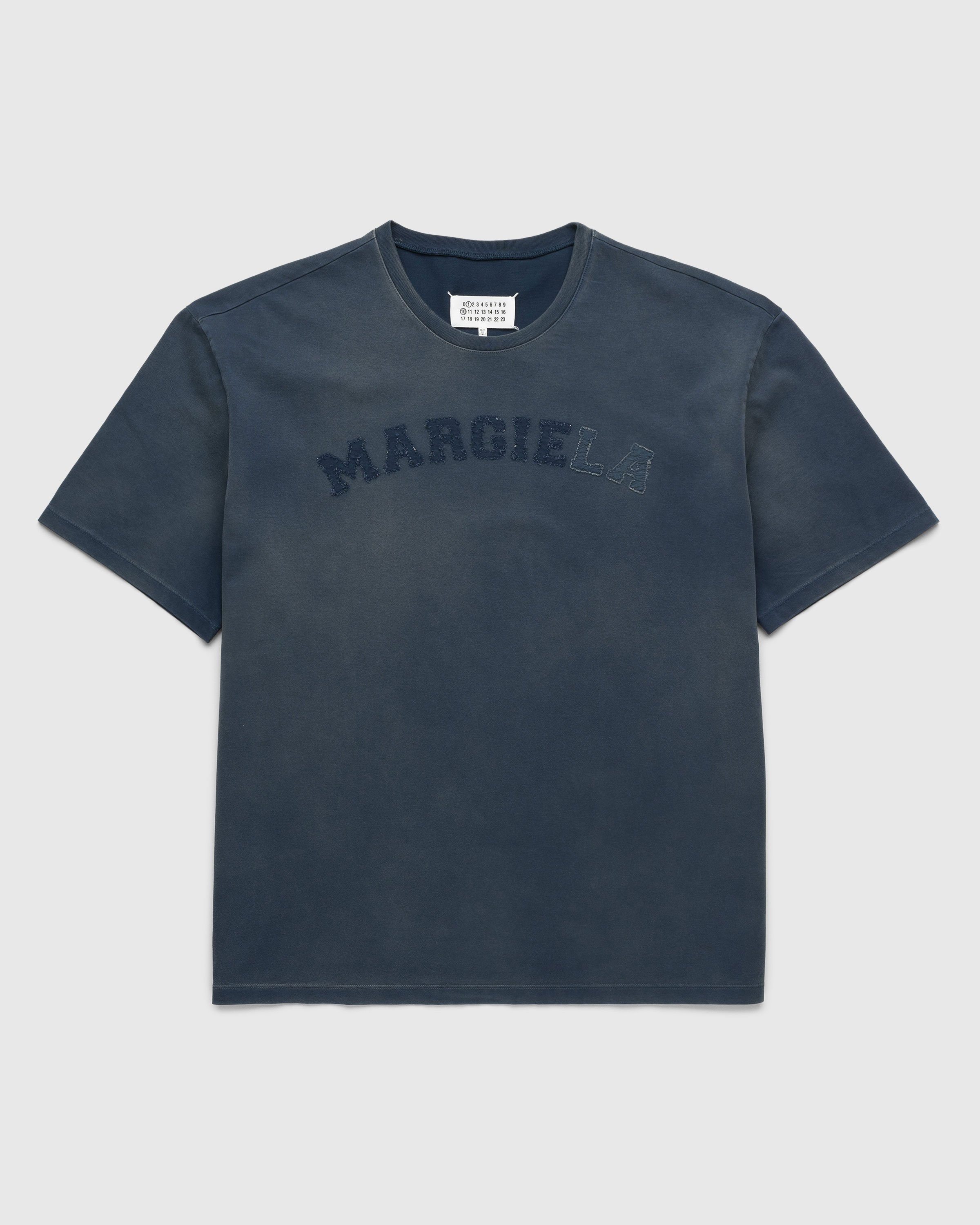 Maison Margiela – Heavy Jersey Logo T-Shirt Blue - T-shirts - Blue - Image 1