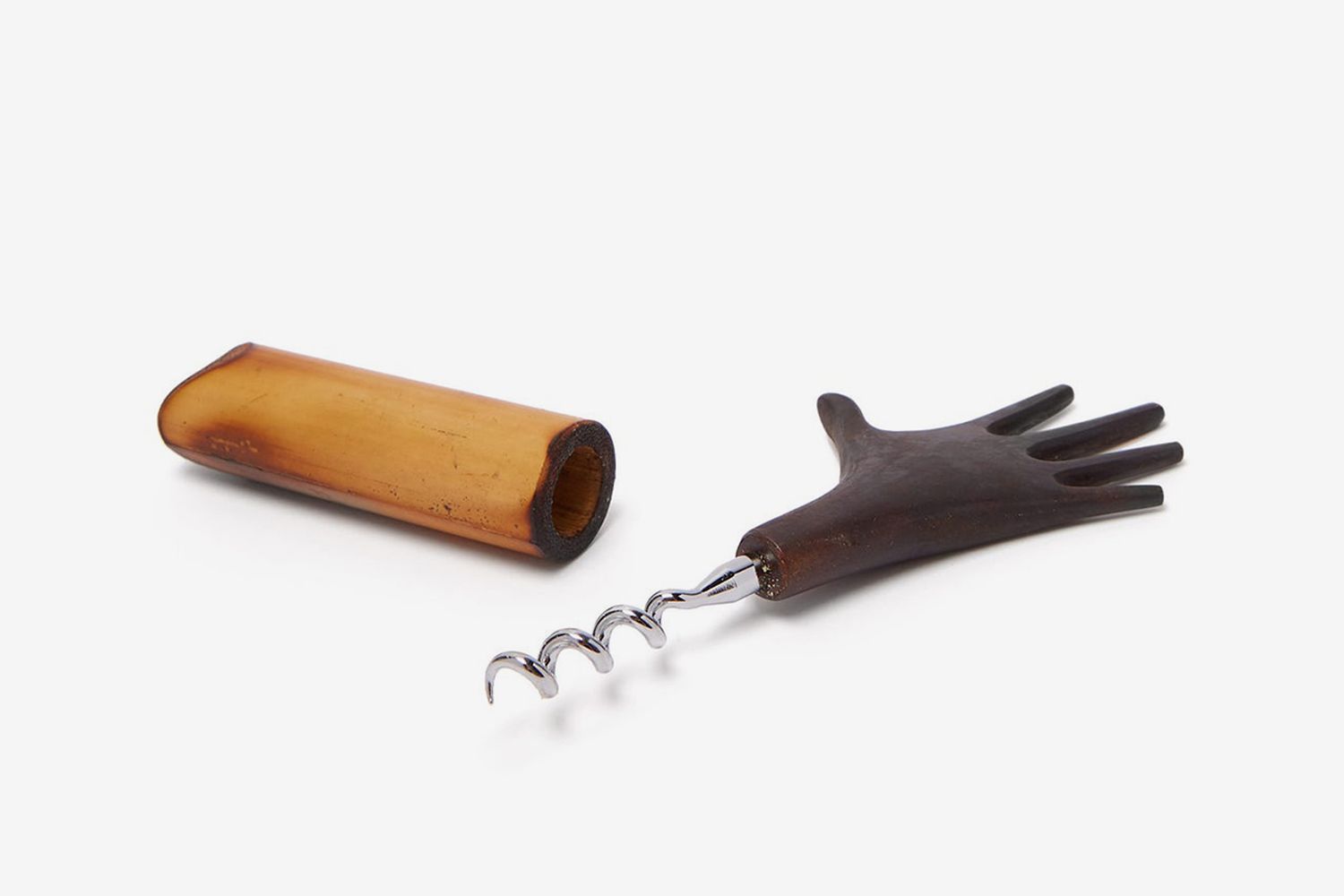 Hand-Shaped Brass Corkscrew