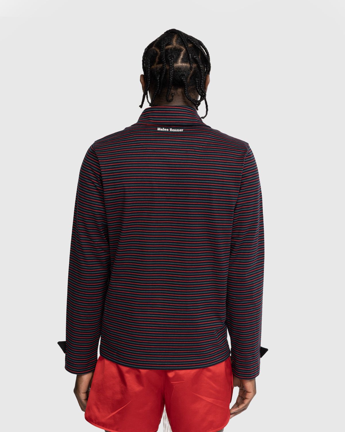 Wales Bonner – Franco Half Zip Top - Longsleeves - Blue - Image 3