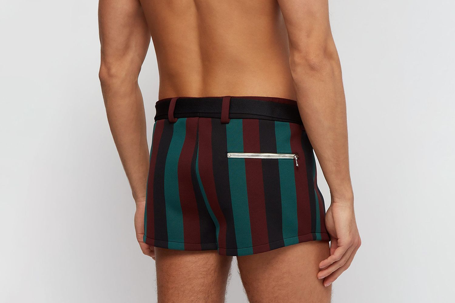 Belted Striped Swim Shorts