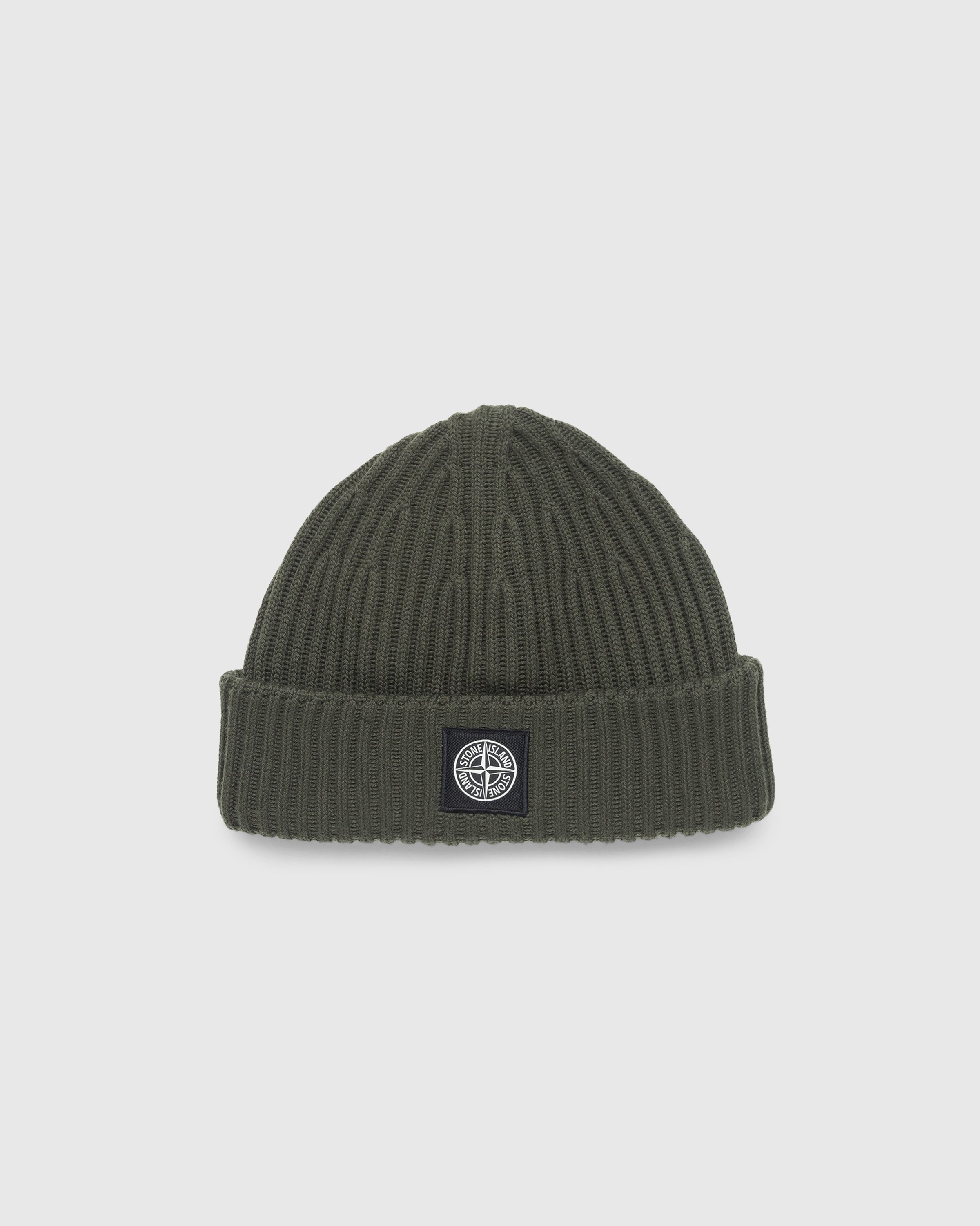 Stone Island – Ribbed Wool Beanie Olive - Hats - Green - Image 1
