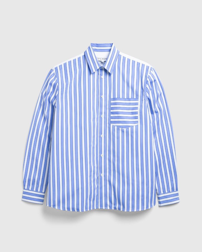 Classic Fit Patchwork Shirt Blue/White
