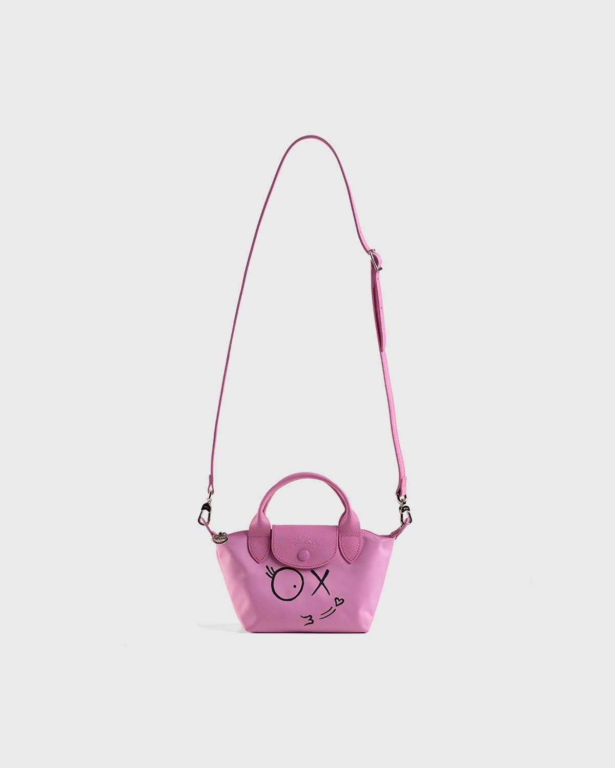 Longchamp Extra Small Le Pliage Leather Crossbody Bag in Pink