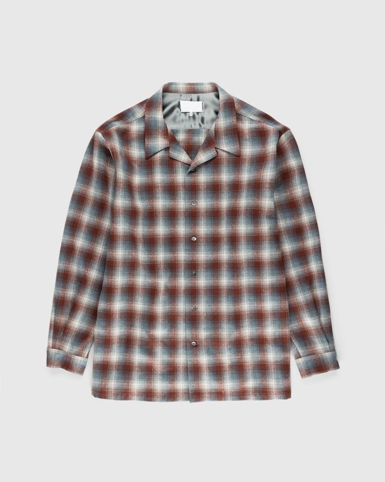 Oversized Check Wool Button-Down Shirt Multi