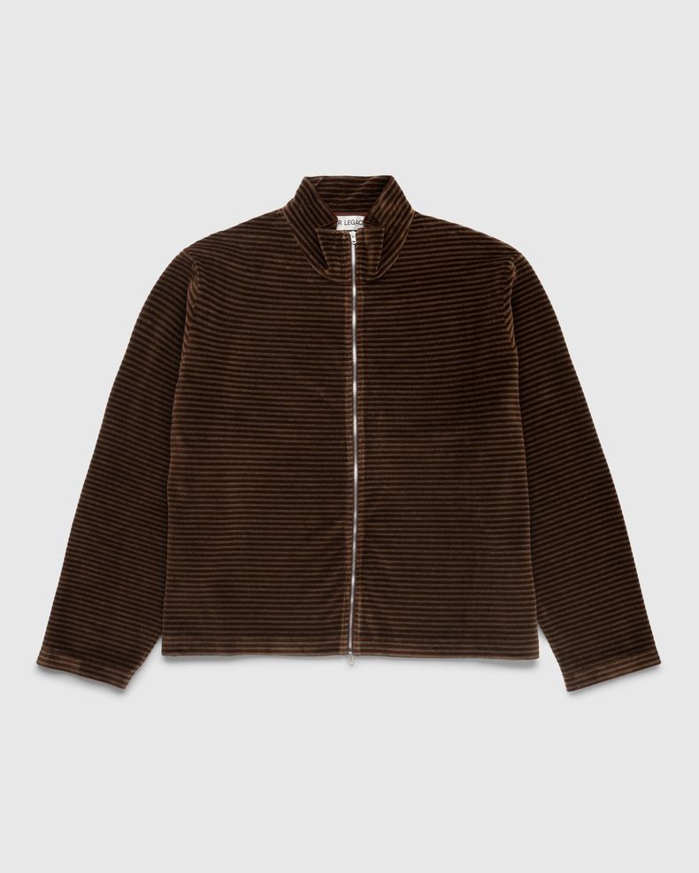 Shrunken Full-Zip Polo Scoobie Stripe Velour