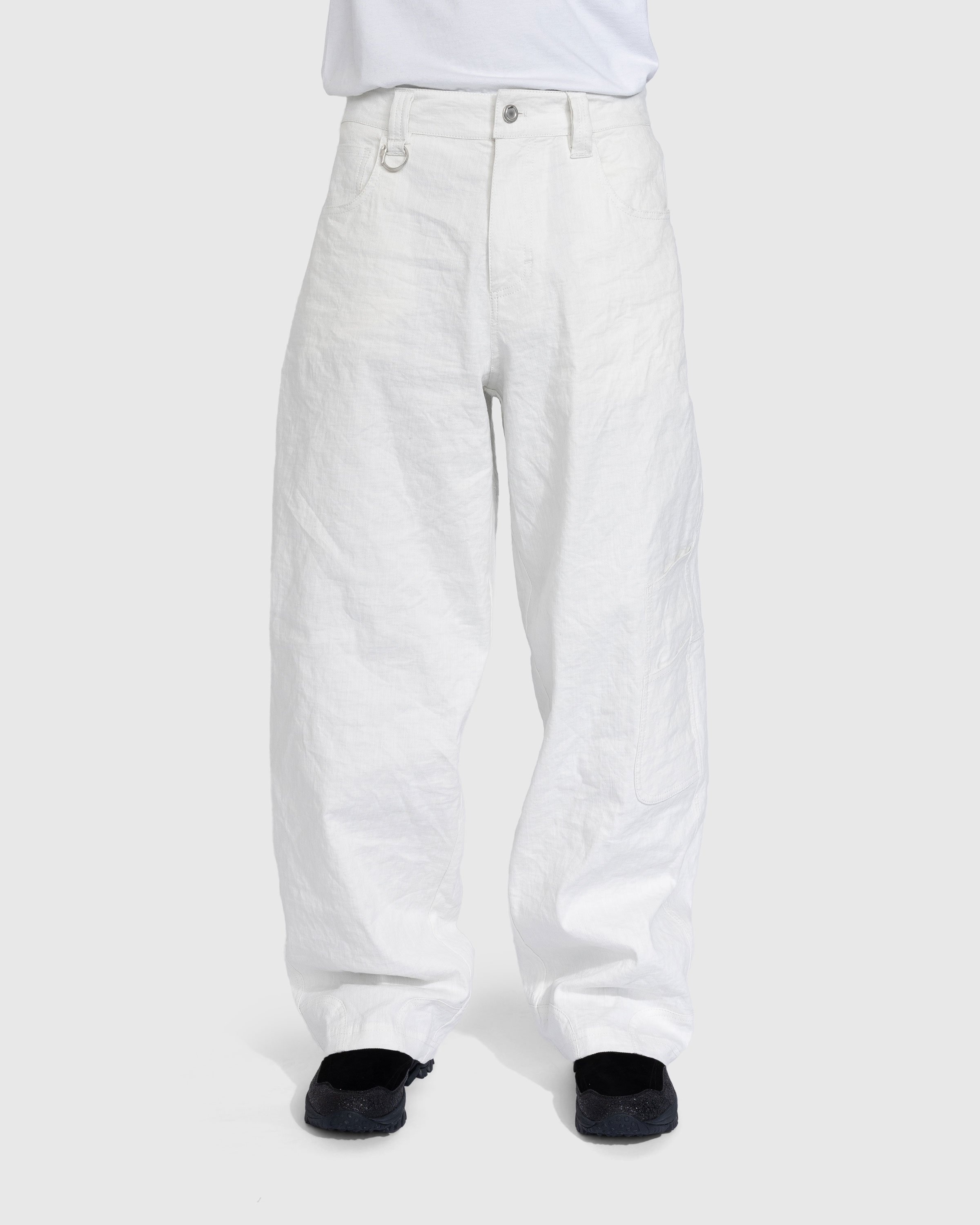 Trussardi – Wrinkled Cotton Trousers White - Pants - White - Image 2