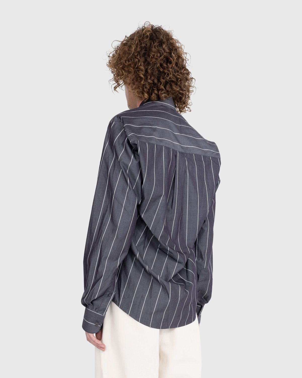 Martine Rose – Pulled Neck Shirt Grey/White - Shirts - Grey - Image 3