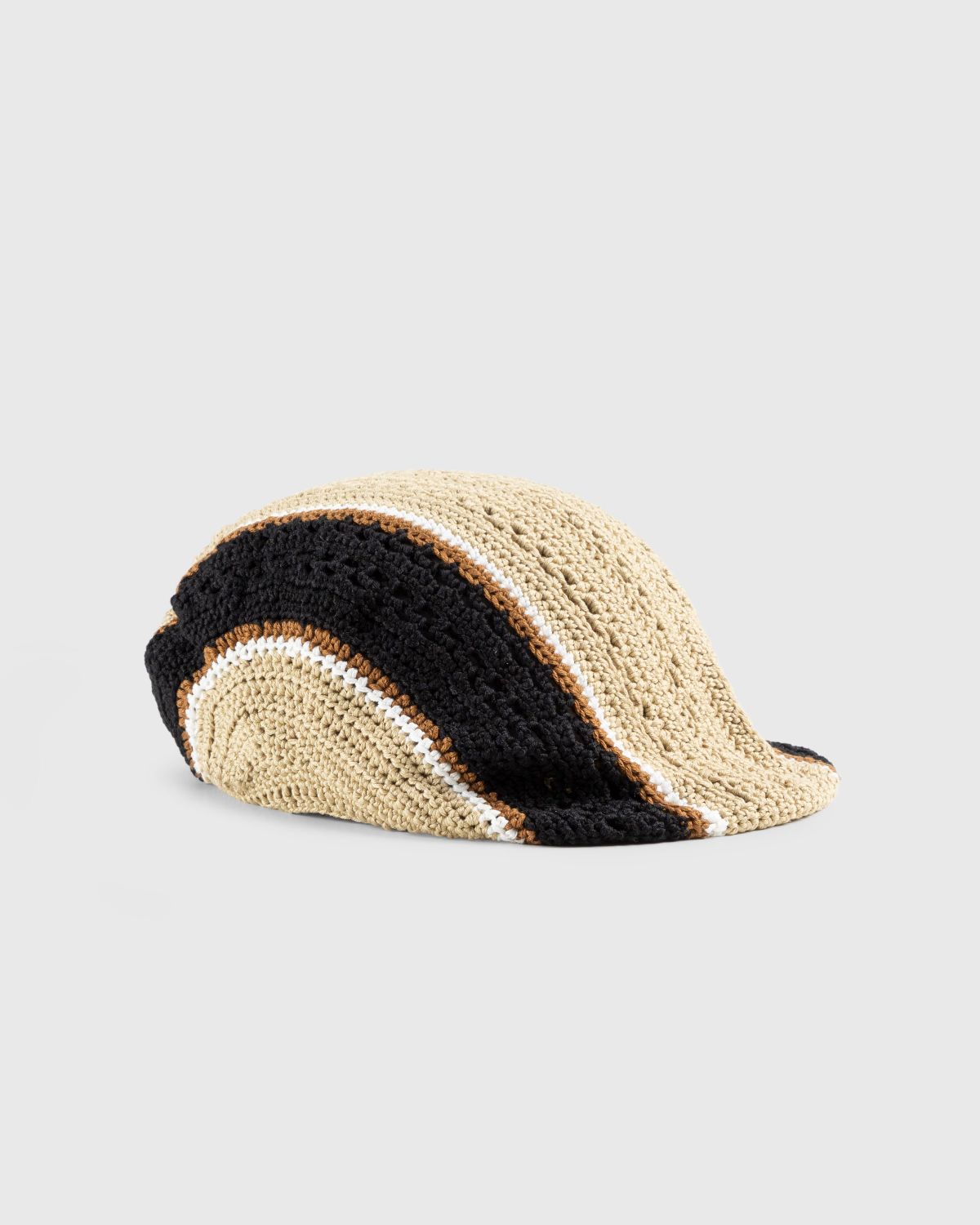 SSU – Crochet Flat Hat Beige/Black - Flat Caps - Black - Image 1