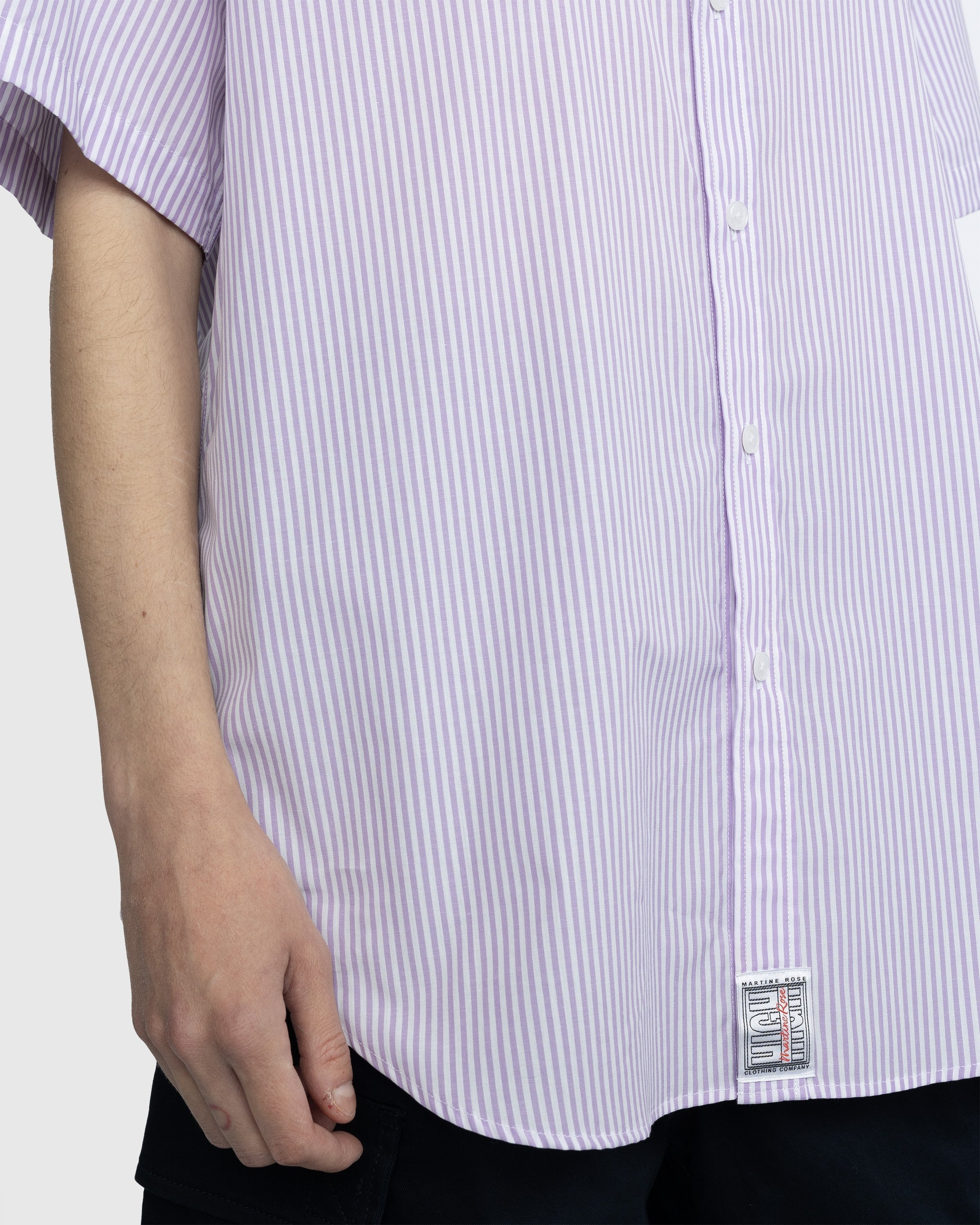 Martine Rose – Classic Short-Sleeve Button-Down Shirt Lilac and White Stripe - Shirts - Purple - Image 6