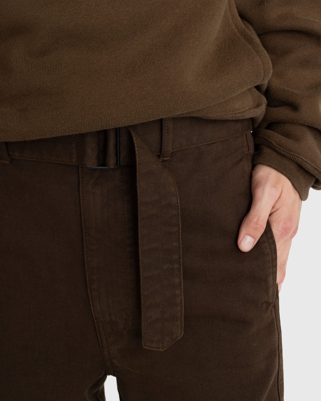 Lemaire – Twisted Belted Casual Pant - Pants - Brown - Image 4