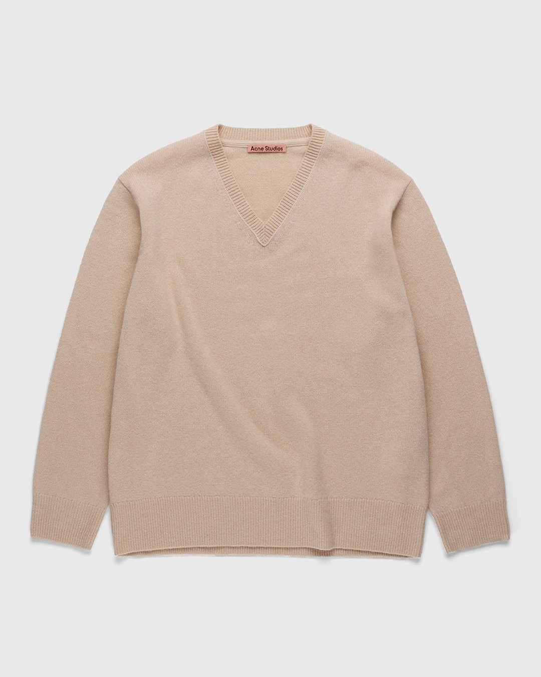 Acne Studios – Cashmere Blend V-Neck Sweater Biscuit Beige - Knitwear - Beige - Image 1