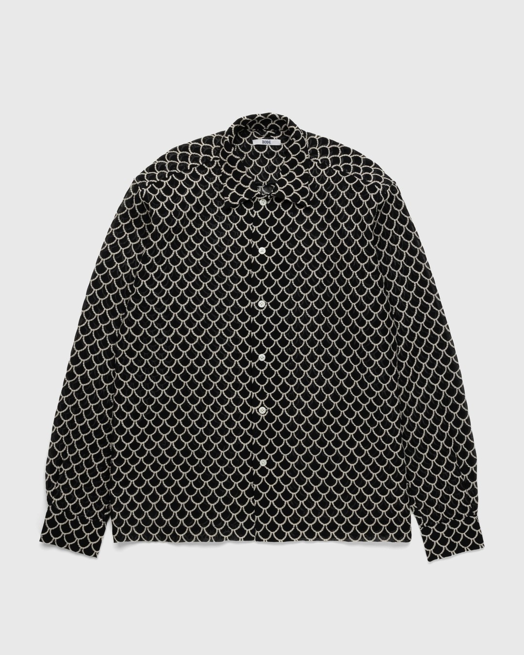 Bode – Embroidered Sheer Siren Long-Sleeve Shirt Black - Shirts - Black - Image 1