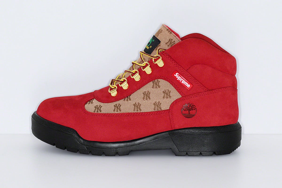 Mijlpaal Bloody Knooppunt Supreme x New York Yankees x Timberland Field Boot: Buy Here