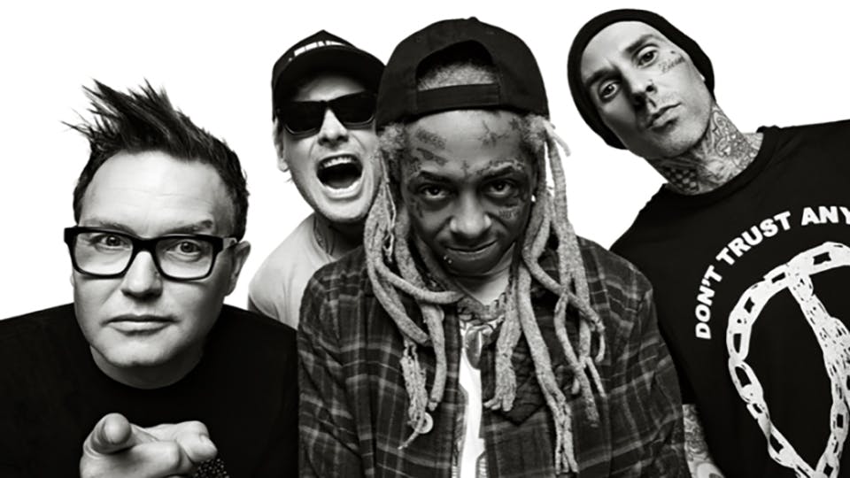 T-Shirt Unisexe Blanc - Poster Blink 182 Et Lil Wayne - Personnalisable Toutes Tailles (JJ5325)