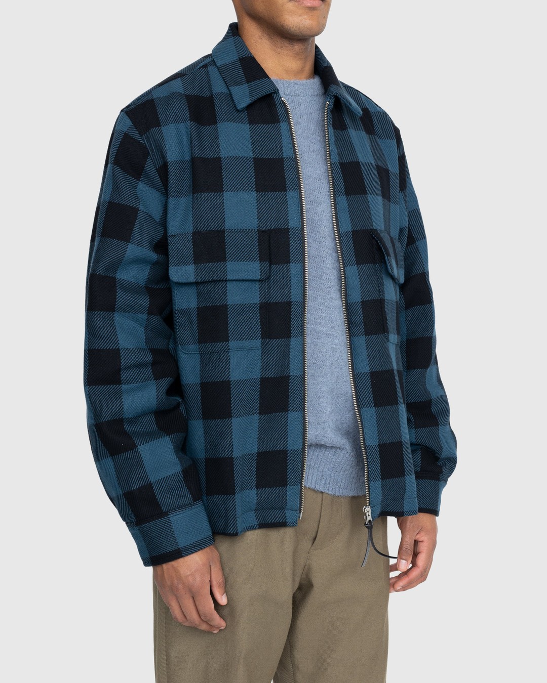 Highsnobiety – Buffalo Check Zip Shirt Navy - Shirts - Blue - Image 5