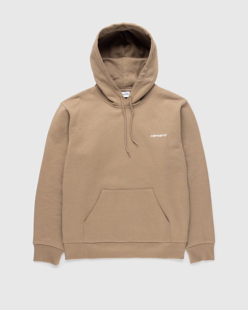 Script Embroidery Hoodie Buffalo/White