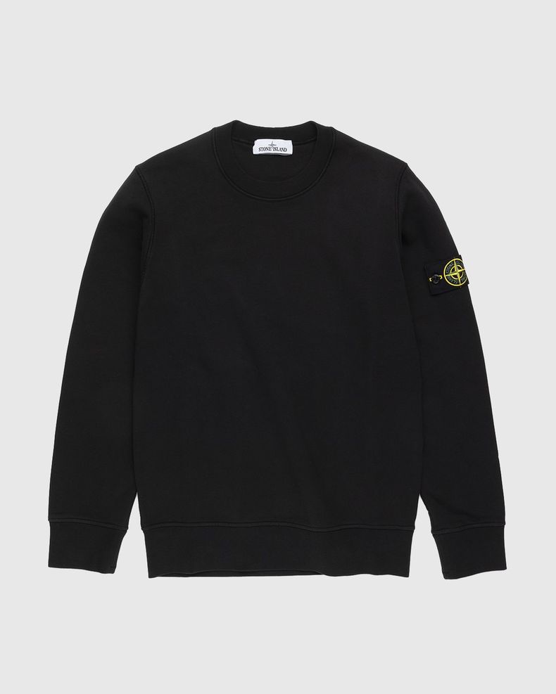 Stone Island – 63051 Garment-Dyed Cotton Fleece Crewneck Black