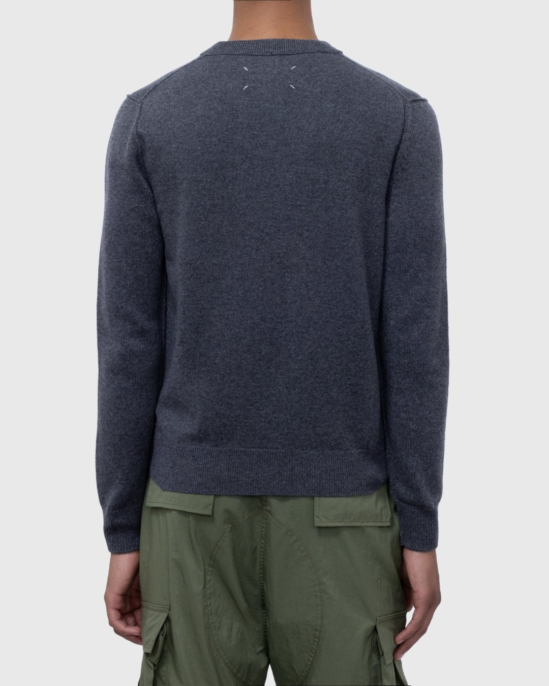 Maison Margiela – Cashmere V-Neck Sweater Grey - Knitwear - Grey - Image 4