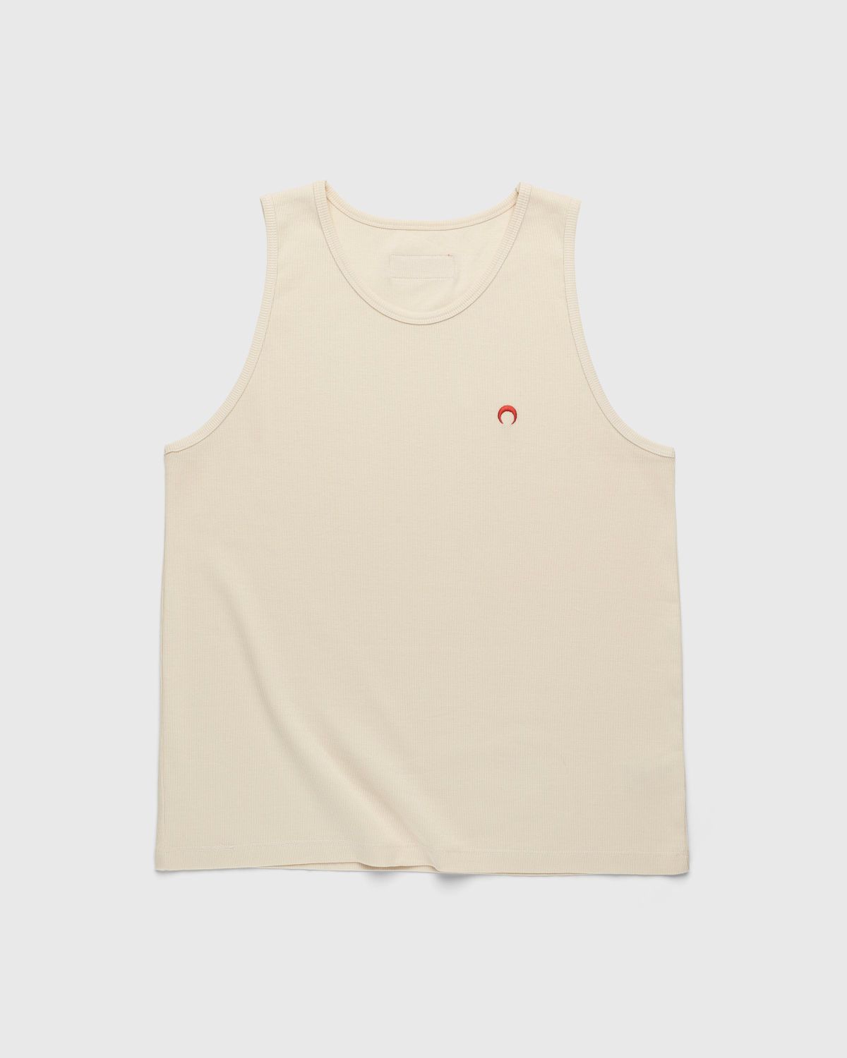 Marine Serre – Organic Cotton Ribbed Tank Top Beige - Men Tops - Beige - Image 1