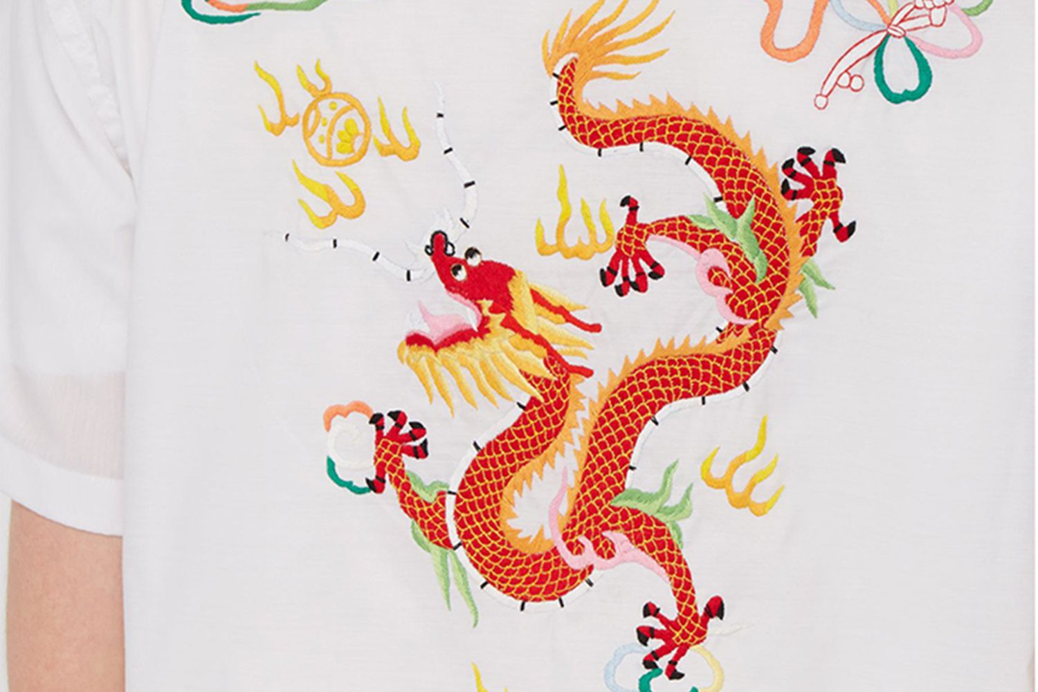 Embroidered Short-sleeved Cotton Shirt