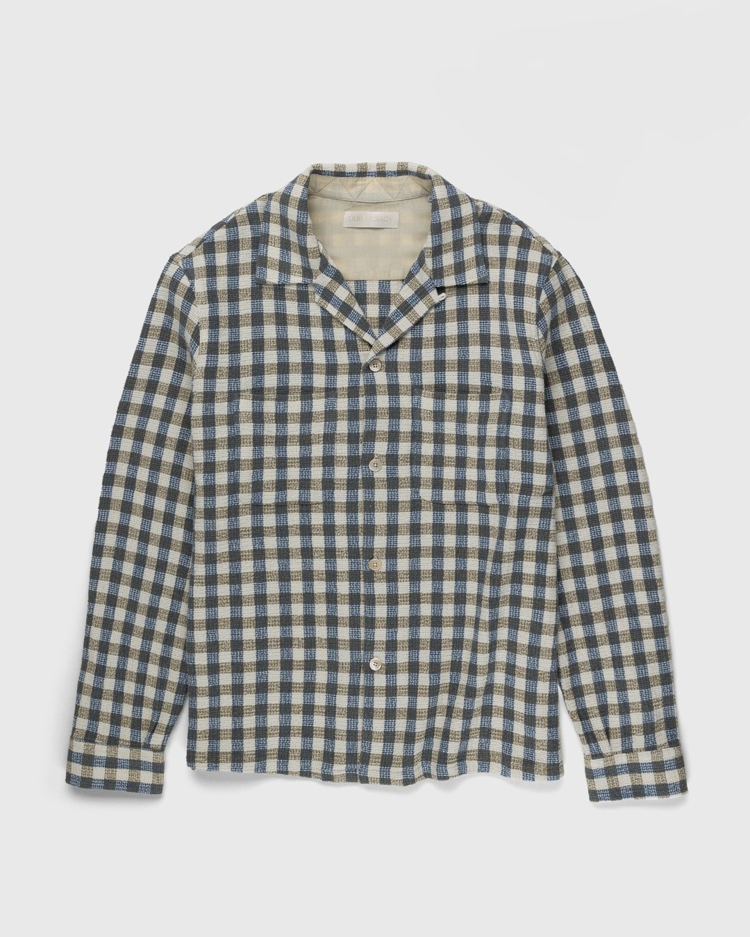 Our Legacy – Heusen Shirt Light Blue/Olive Summer Check - Shirts - Blue - Image 1