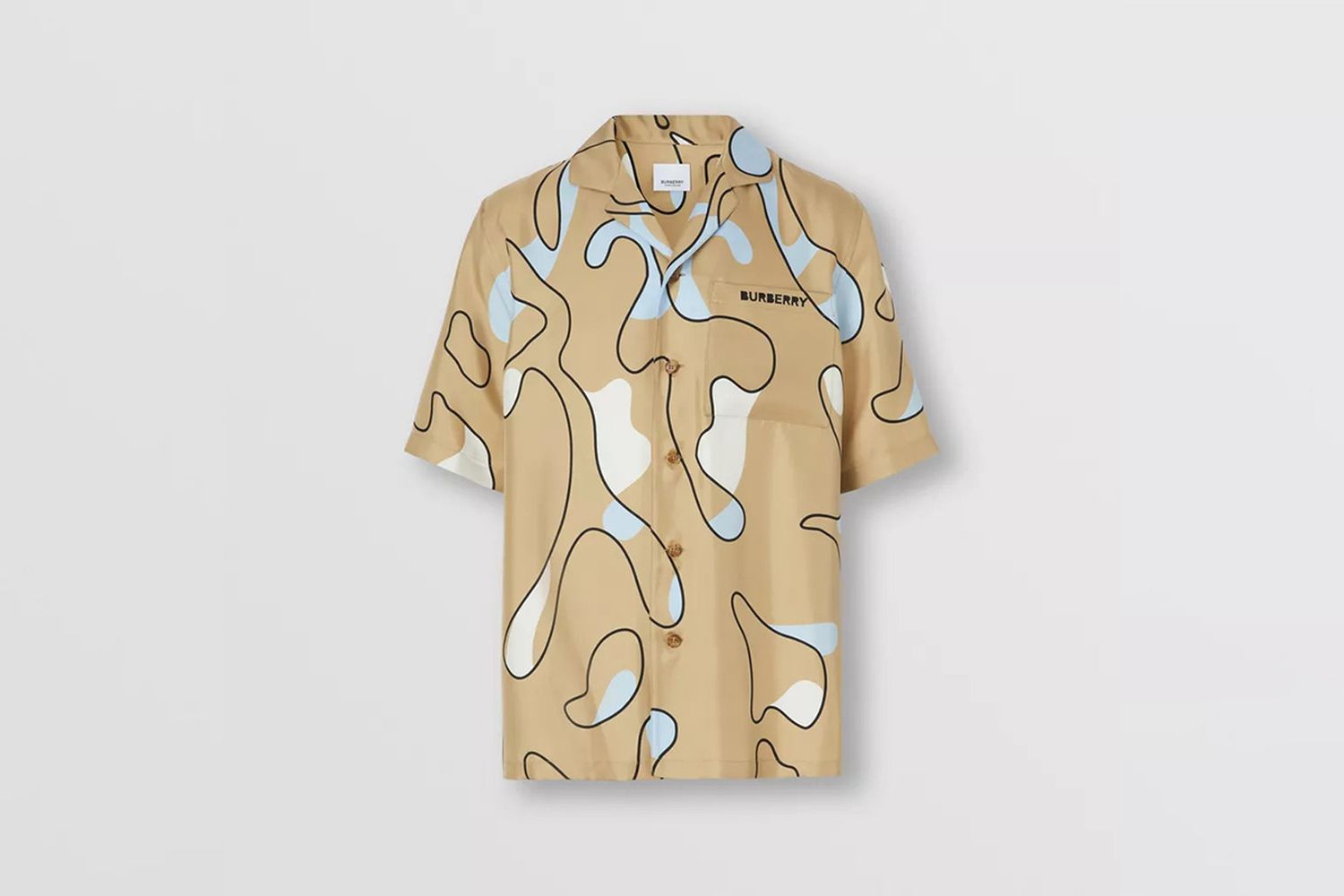 Saks Short-sleeve Raindrop Motif Silk Shirt