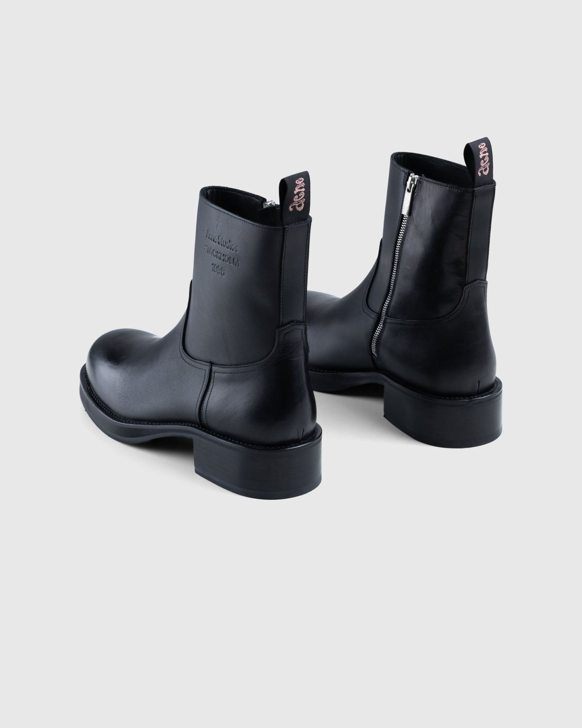 Acne Studios – Sprayed Leather Ankle Boots Black - Zip-up & Buckled Boots - Black - Image 4