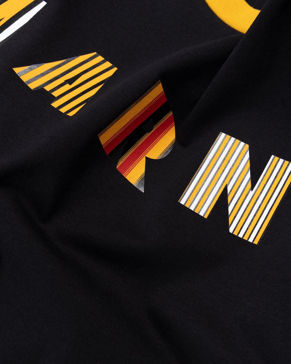 Marni – Stripe Logo Bio Jersey T-Shirt Black/Gold - Tops - Yellow - Image 5