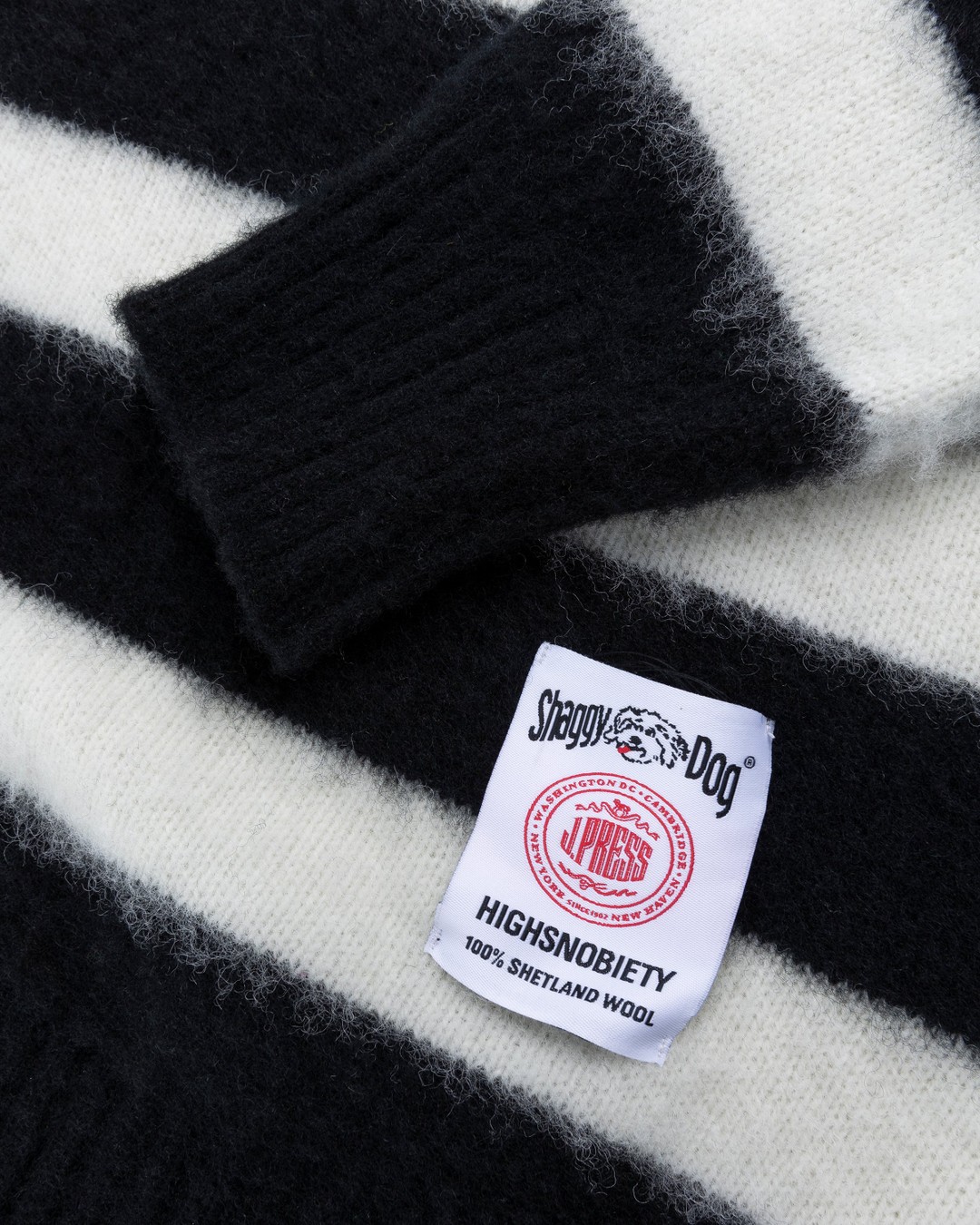 J. Press x Highsnobiety – Shaggy Dog Stripe Sweater Black/Cream - Crewnecks - Multi - Image 5