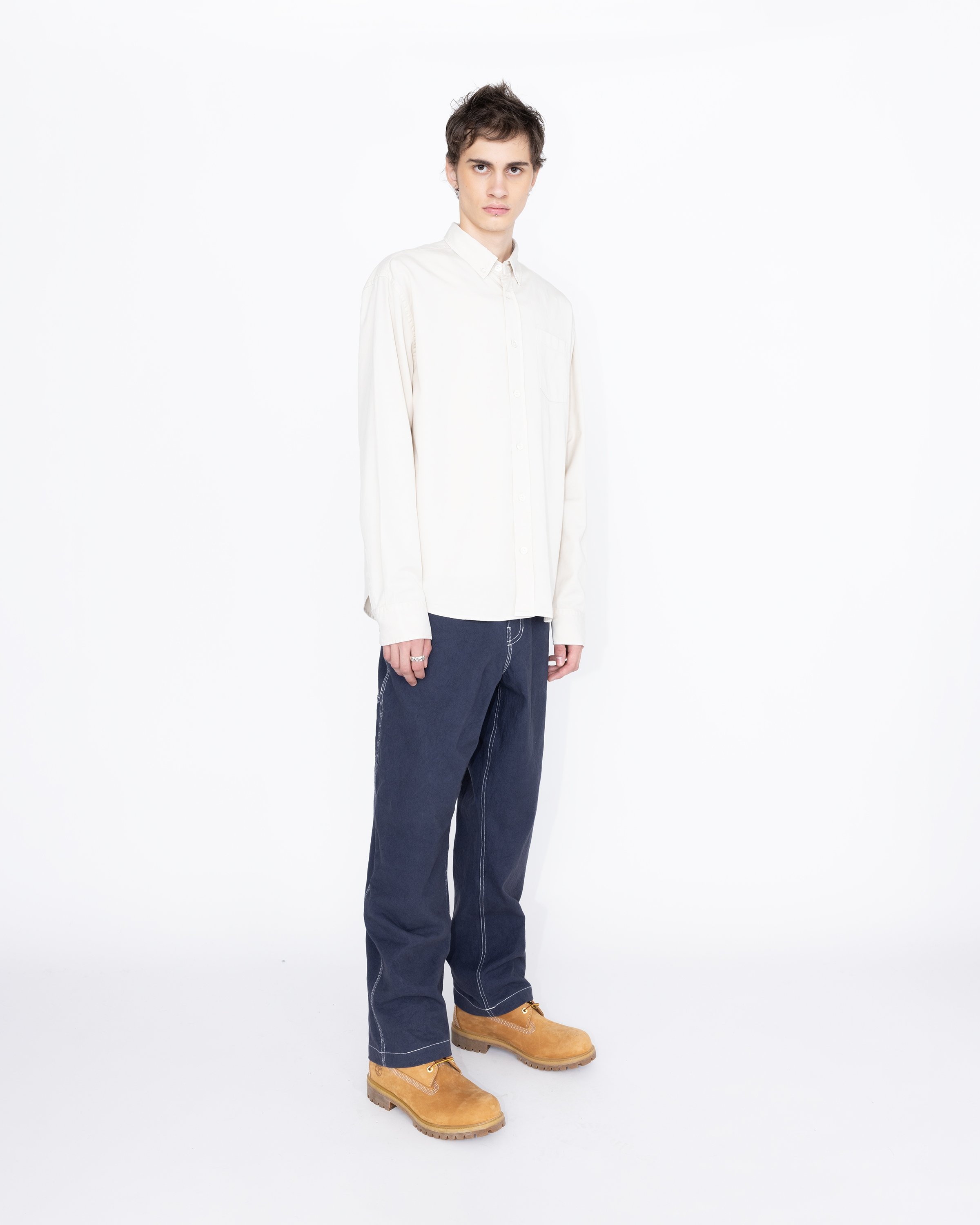 Highsnobiety HS05 – Garment-Dyed Peach Long-Sleeve Shirt Grey - Shirts - Grey - Image 3