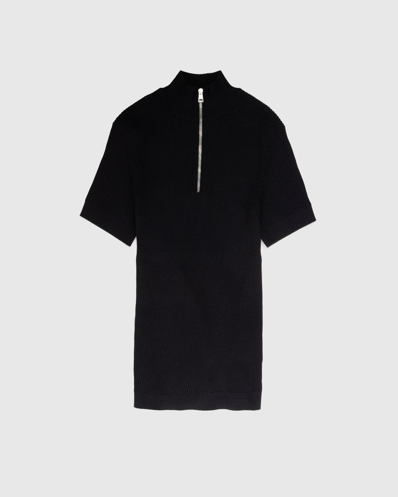 Quarter-Zip Wool Top Black