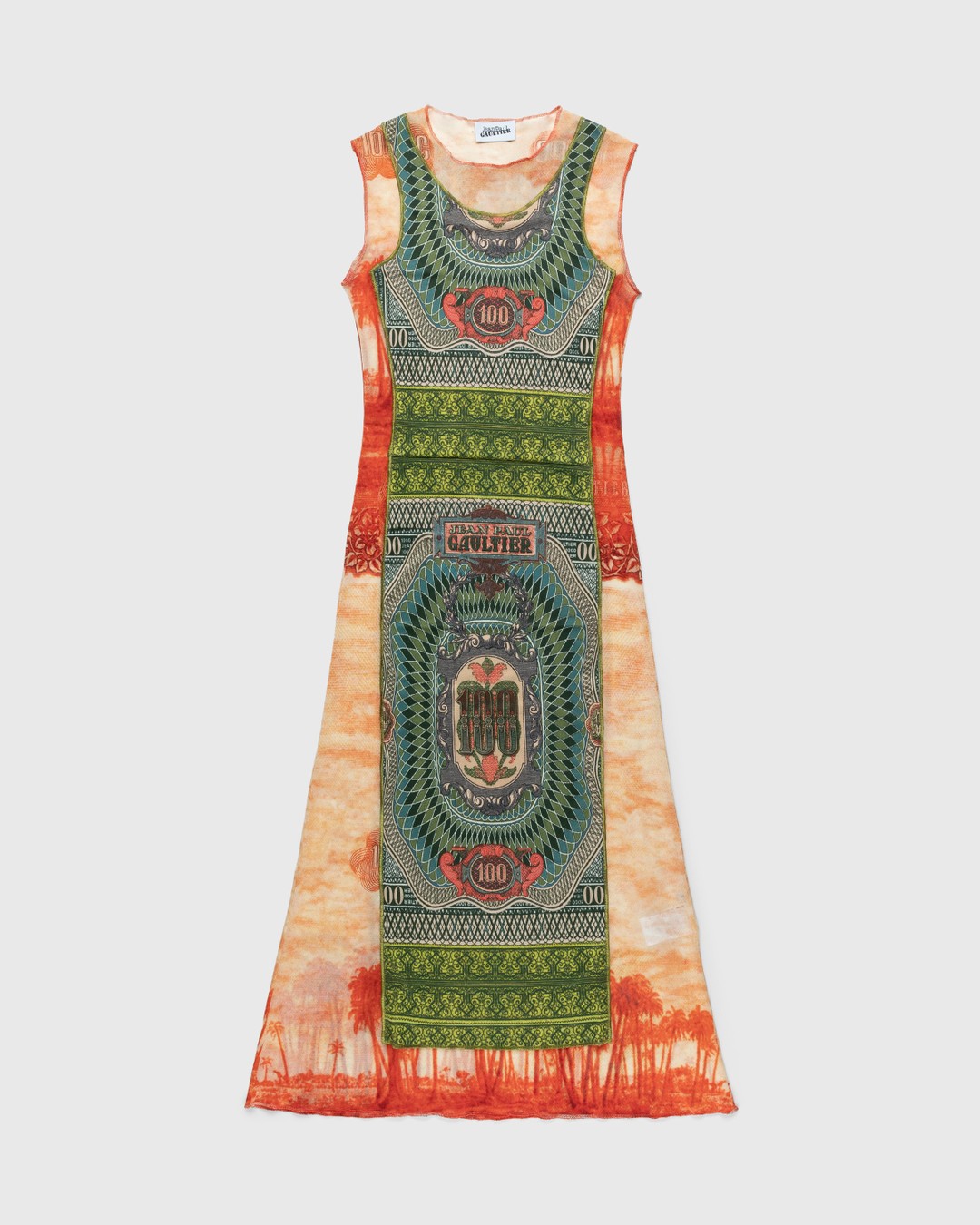 Jean Paul Gaultier – Banknote and Palm Tree Print Dress Multi - Dresses - Green - Image 1