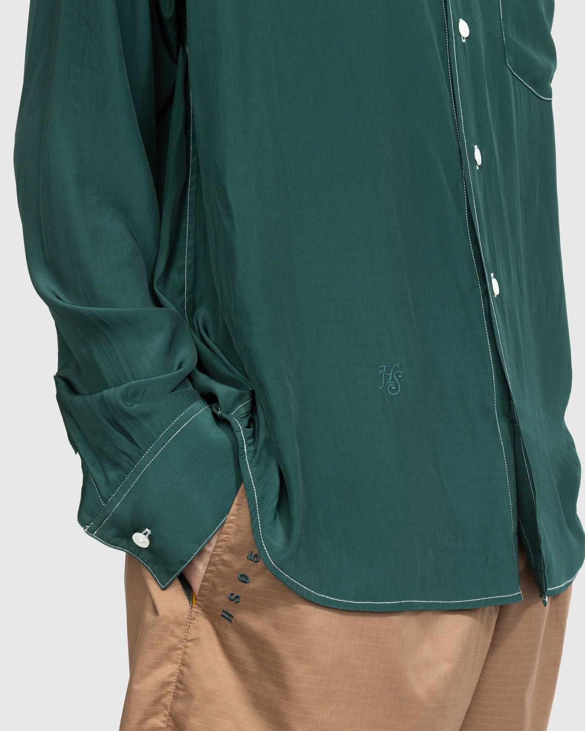 Highsnobiety – Lightweight Long-Sleeve Shirt Dark Green - Shirts - Green - Image 6
