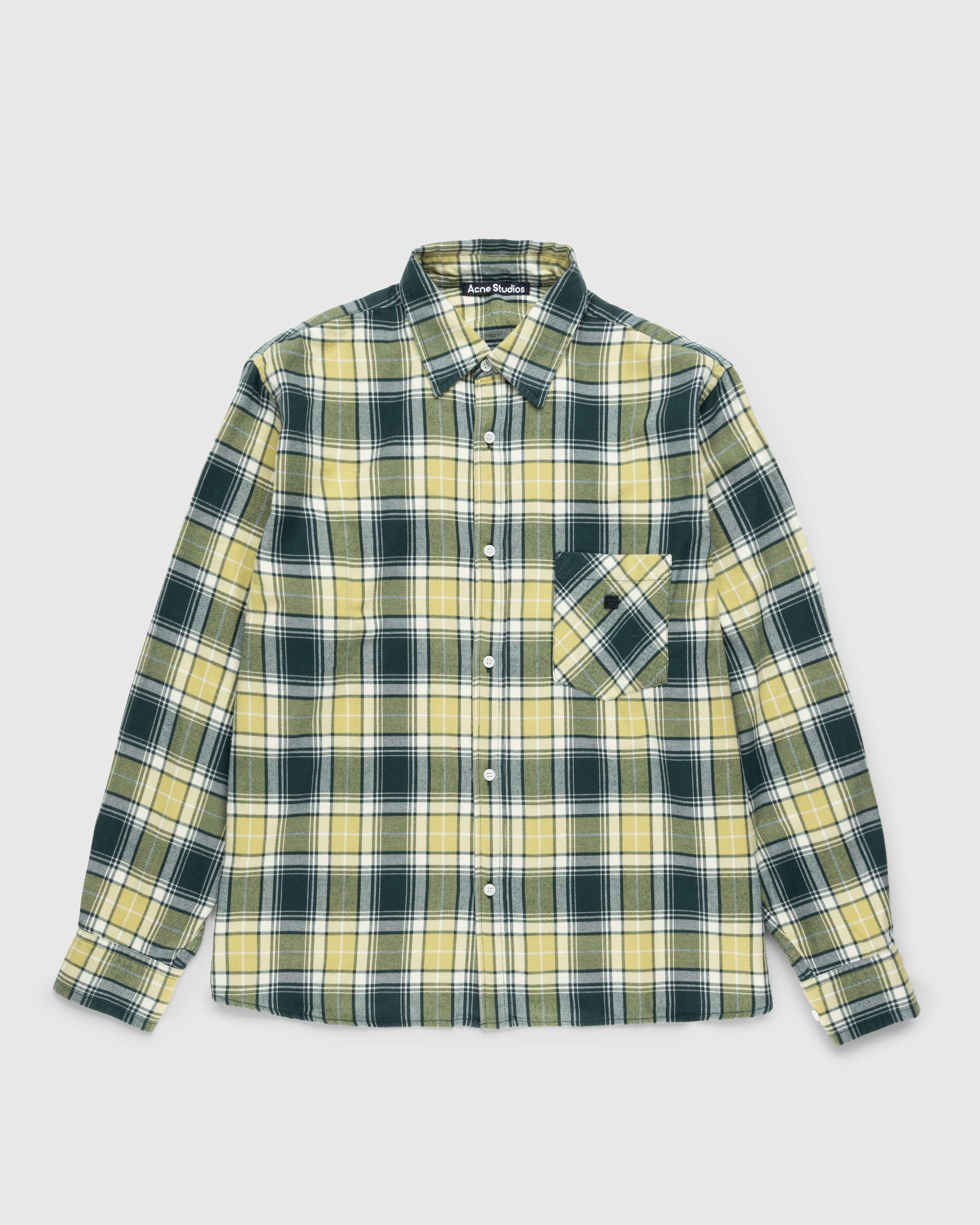 Acne Studios – Check Button-Up Shirt Forest Green/Light Green - Shirts - Green - Image 1
